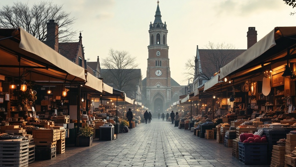 Sfeerbeeld: marktplein in de ochtend